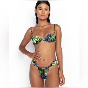 Sommer Swim Leopard Floral Rylee Balconette Top & Sadie Brazilian Bottoms NWT